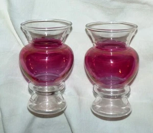 Lot of 2 Mid Century Bartlett Collins Cranberry Art Glass Bud Vases - Picture 1 of 6