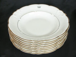 Rare KPM Embossed 10" Rimmed Soup Bowls or Deep Dinner Plates W/ Crown Logo - Picture 1 of 6