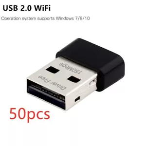 50pcs Mini USB 2.0 Network Card Driver Free 150Mbps Wireless USB WiFi Adapter PC - Picture 1 of 9