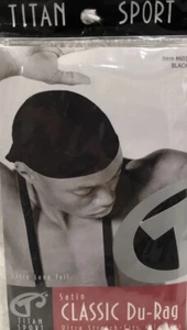 NEW Titan Sport Satin Classic Du-Rag #603 extra Long Tail Black Free Shipping - Picture 1 of 1