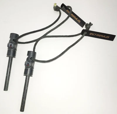 EXTREMUS Dos Varilla de Magnesio Arrancadores de Fuego con Brújula, Silbato de Emergencia, Golpeador Foto 1 de 4