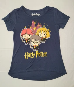 Harry Potter Funko Pop Style Golden Trio Navy Graphic Tee Youth Size L - Picture 1 of 7