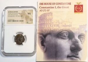 Authentic Roman Ancient Constantine I The Great AD 307 NGC Mint State MS w/ COA - Picture 1 of 4