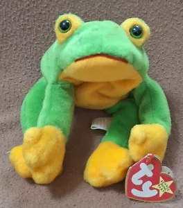 Rare "SMOOCHY the Frog" 1997 TY Beanie Baby w/ Tag Errors RETIRED - Picture 1 of 5