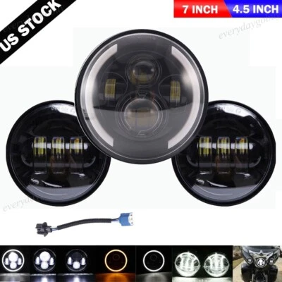 Faro LED clásico de 7" para Harley Davidson Electra Glide + luces de paso de 4,5" Foto 1 de 4