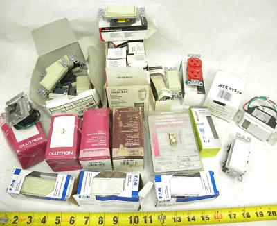 LOT OF SWITCHES Electrical Light Switches Standard Mixed White Ivory Mixed Lot - Image 1 of 4