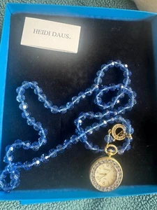 Heidi Daus Timing Is Everything Uhr Halskette Anhänger Anhänger Halskette blau - Bild 1 von 4