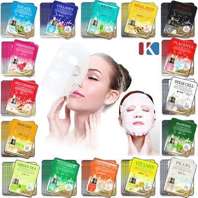 10pcs Korean Essence Facial Mask Sheet, Moisture Face Mask Pack Skin Care 16type - Image 1 of 4