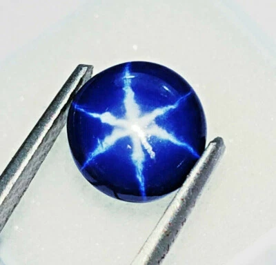 6 Rays Star Blue Sapphire Round Cabochon 2 to 3 Ct Certified Loose Gemstone P391 - Image 1 of 4