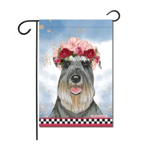 Schnauzer Floral Garden Flag Double Sided 12 x 17 in. - Picture 1 of 1