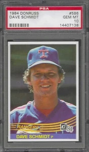 1984 Donruss Dave Schmidt # 586 PSA 10 Gem Mint Texas Rangers - Picture 1 of 1