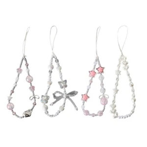 Pearl Bows Phone Lanyard Handmade Beaded Phone Straps Chain for Phone Case Bag - Zdjęcie 1 z 10
