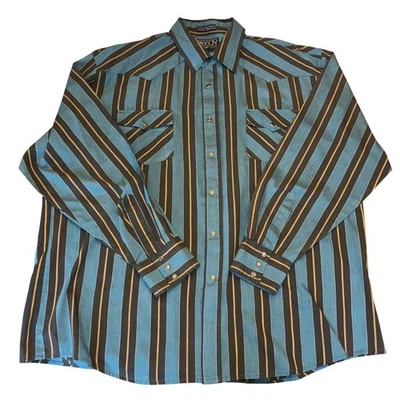 Sasson | Vintage Mens Western Shirt 2XL Pearl Snap Button Up Striped Cowboy 80's - Image 1 of 4
