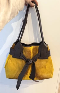Bolso de Mano SUKUMA Afrika Piel de Antílope Gradiente AMARILLO Teñido con Borde de Cuero Raro - Imagen 1 de 14