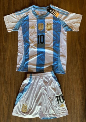 Adidas Messi #10 Kids Argentina Soccer Uniform | Jersey And Short Set Youth. NWT - Image 1 of 4