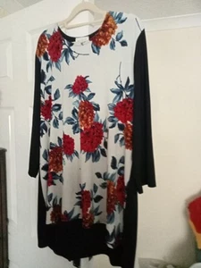 Ladies Anamor Tunic Xl Cream/Black Floral Front - Picture 1 of 7