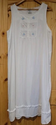 Camisola branca vintage Laura Ashley algodão floral bordada casa de campo camponesa GG - Imagem 1 de 4