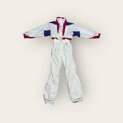 Vintage Edge Tech Ski Suit One Piece Snow Suit White Red Purple Size 8 Women’s - Image 1 of 4