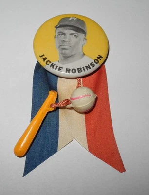 1950's Baseball Jackie Robinson Rookie Brooklyn Dodgers World Series Pin Ribbon - Image 1 of 2