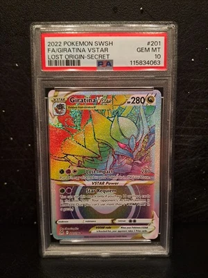 PSA 10 Giratina VSTAR Tarifa Secreta 201/196 Pokémon Espada y Escudo Origen Perdido GEMA Foto 1 de 2