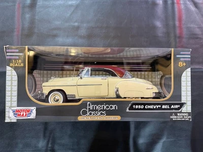 New MOTOR MAX 1950 CHEVY BEL AIR 1:18 Scale Diecast Model CREME w/ BURGUNDY Roof - Image 1 of 4