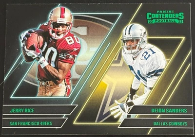 Jerry Rice/Deion Sanders 2022 Panini Contenders  Emerald Insert #TT-NYJ - Image 1 of 2