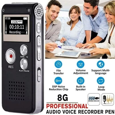 Digital Voice Recorder Mini Portable Recorder Audio Sound Voice Recorder 8GB - Image 1 of 4
