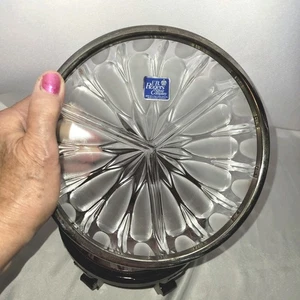 Vtg F B Rogers Co Crystal Divided Serving Dish 1970s 7.5 Diameter Silverplate... - Picture 1 of 5