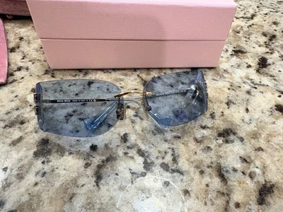 Miu Miu A51S ZVN90O Women's Sunglasses Blue And Gold - Image 1 of 4