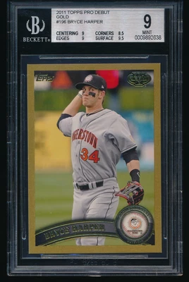 2011 Topps Pro Debut Gold #196 Bryce Harper Rookie Card Beckett 9 MINT #49/50 - Image 1 of 2