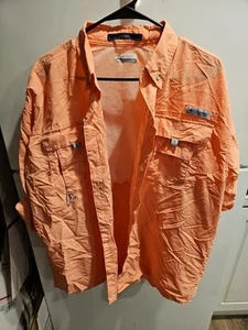 Columbia PFG Bahama Shirt Mens Large Orange Omni Shade Vented Fishing EUC - Picture 1 of 7