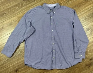 Izod Button Down Shirt Men’s Tall Size 3XLT Purple Check 100% Cotton Classic - Picture 1 of 7