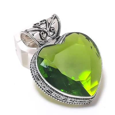 Colgante de joyería de plata de ley 925 con piedras preciosas de peridoto 1,77" regalo X-Mas U578 Foto 1 de 3