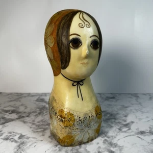 VTG Gemma Taccogna SIGNED Paper Mache Woman Folk Art Sculpture Bust MCM 1950s - Picture 1 of 17