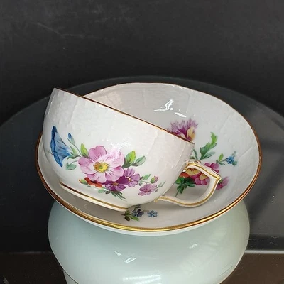 Taza, platillo de porcelana KPM Demitasse, antigua c. 1850 Royal Porcelain Manufactory Foto 1 de 4
