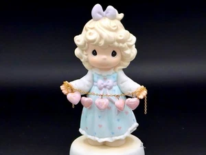 Precious Moments Porcelain Figurine with Heart Garland 🌸💖 - Picture 1 of 2