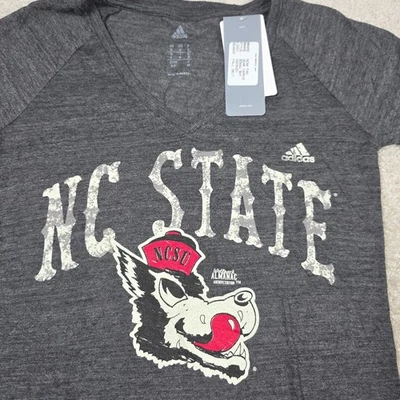 Adidas Performance T-Shirt Womens Size S Heather Gray NC State Wolfpack NCAA NWT - Image 1 of 4