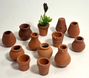 Casa de muñecas miniatura 1:12 juego de 13 macetas de arcilla terracota sin esmaltar • De colección - Imagen 1 de 4