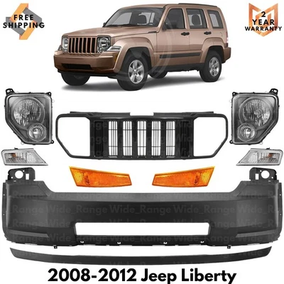 Front Bumper Cover Fascia Paintable & Grille Assembly For 2008-2012 Jeep Liberty - Изображение 1 из 4