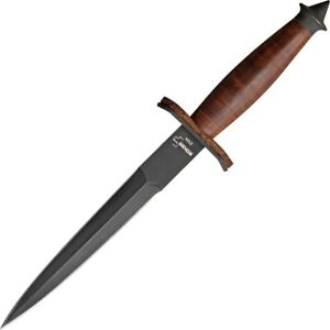 Boker Plus V-42 Devils Brigade Black Fixed Blade Leather Handle Knife WWII