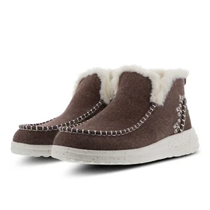 Hey Dude Denny Wool Faux Shearling Urban Shoes Damen Stiefel Walnut Brown UK 5 - Bild 1 von 9