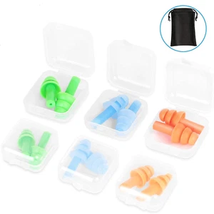 6 Packs Reusable Silicone Ear Plugs, Waterproof Hypoallergenic Noise Reduction E - Picture 1 of 12