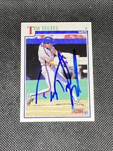 Tim Teufel New York Mets 1991 Score Signed Auto Card #427 ~ COA - Picture 1 of 3