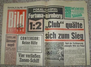 BILD Zeitung 1. FC Nürnberg Fortuna Düsseldorf 30.8.1962 Endspiel DFB Pokal - Bild 1 von 5