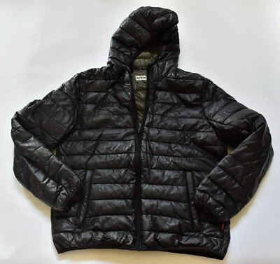 Levi's Men's Puffer Jacket Black Faux Leather Pattern Size Medium - Image 1 of 2