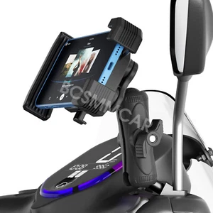 360° GPS Mobile Phone Holder Motorbike CNC Rearview Mirror Mount Bracket 3-Claw - Picture 1 of 21