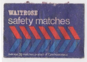 Antigua etiqueta Matchbox Checoslovaquia flechas Waitrose estilo años 80 púrpura vintage - Imagen 1 de 2