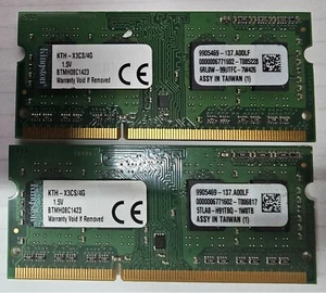 KINGSTON 8GB (2x4GB) RAM MEMORY LAPTOP 1Rx8 DDR3 PC3L-12800S KTH-X3CS/4G - Picture 1 of 1