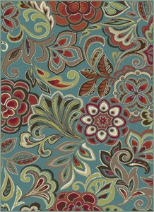 8x10 Deco Blue Transitional Flowers DCO1023 Area Rug - Approx 7'10" x 10'3" - Picture 1 of 2