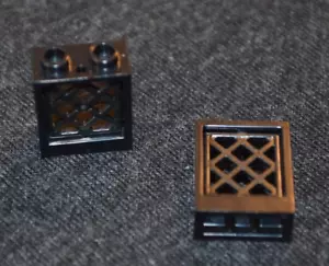 (2) 1x2x2 Black Castle Window w/ Black Lattice Bricks ~ NEW Lego Parts ~ - Picture 1 of 2